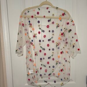 SHEIN Multicolor Floral Sheer Blouse